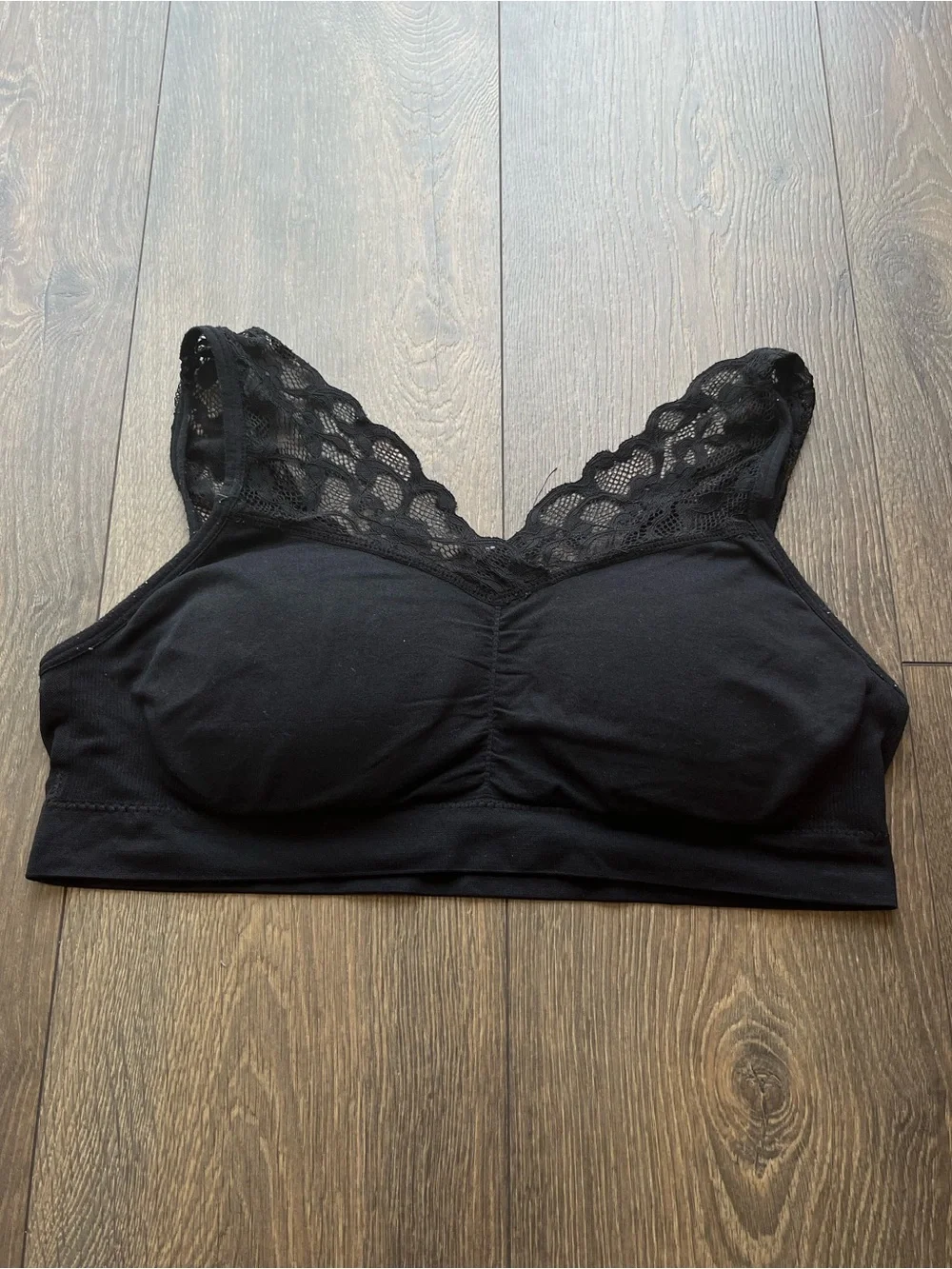 Black Lace Trim Wireless Bralette